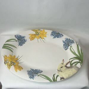 Blossoms & Blooms Easter Ceramics Oval Serving Platter12 In X 16 In Bunny Floral